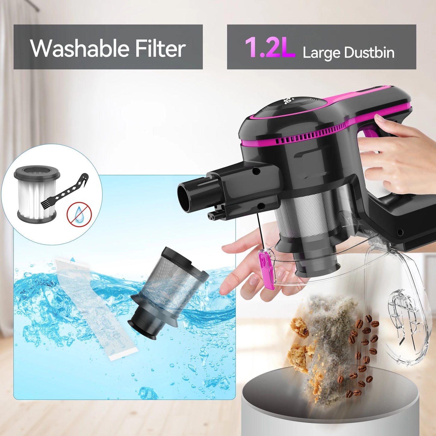 INSE N5T Cordless Vacuum Cleaner 25KPa Suction Six In One