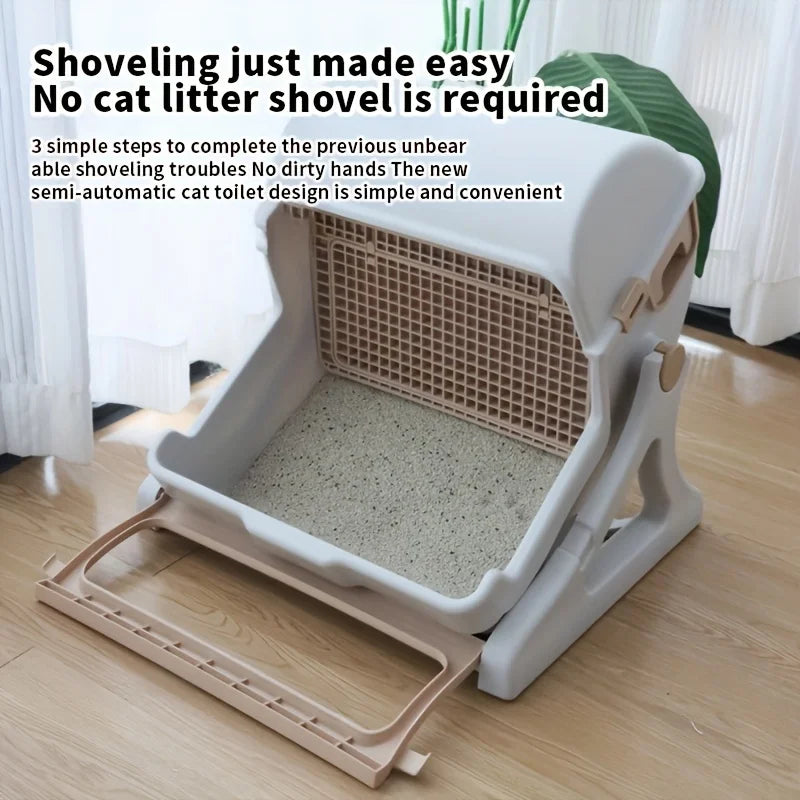 Cat Litter Box With Leak-Proof Odor-Proof Durable Removable Grid