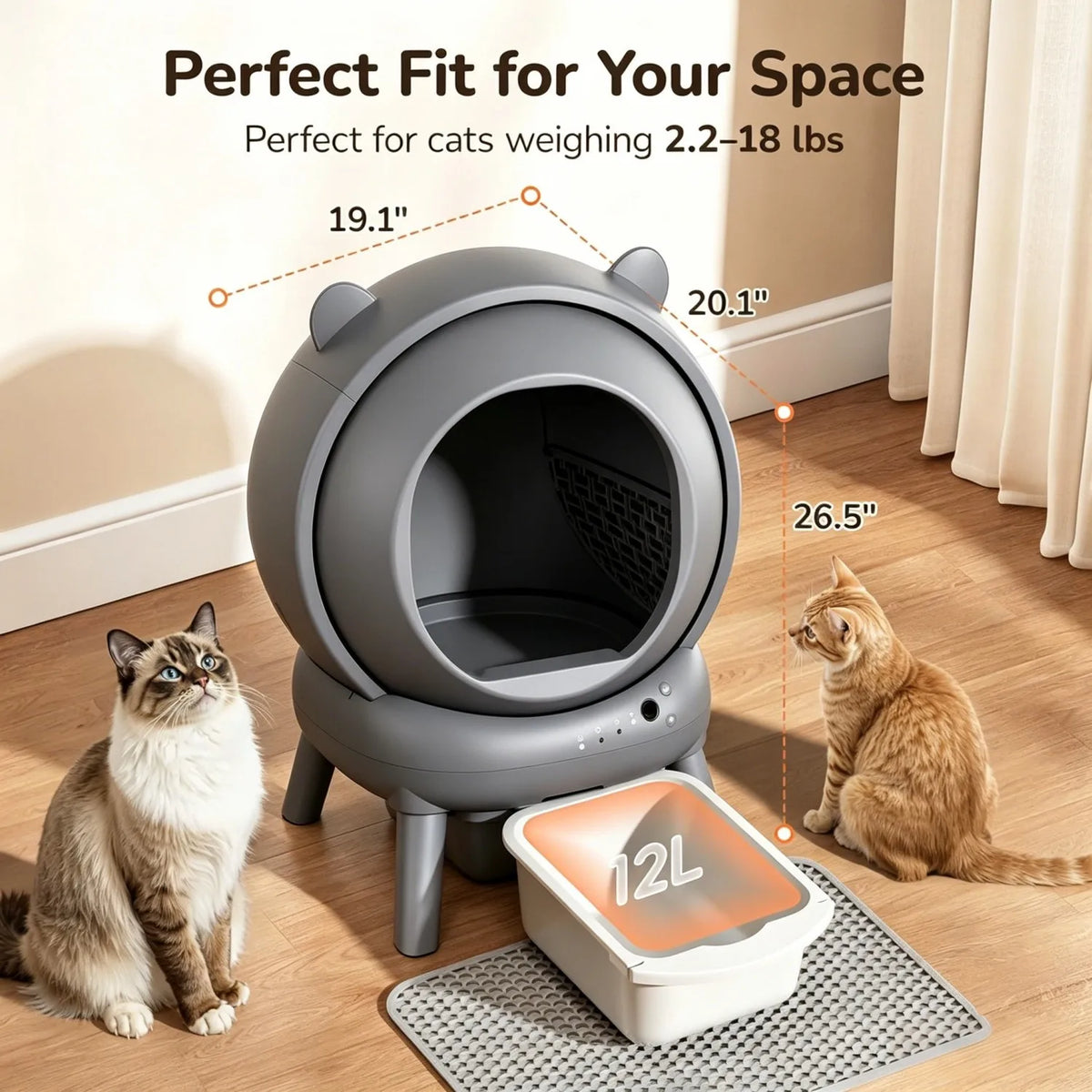 Cumrige Automatic Self Cleaning Litter Box With App Control