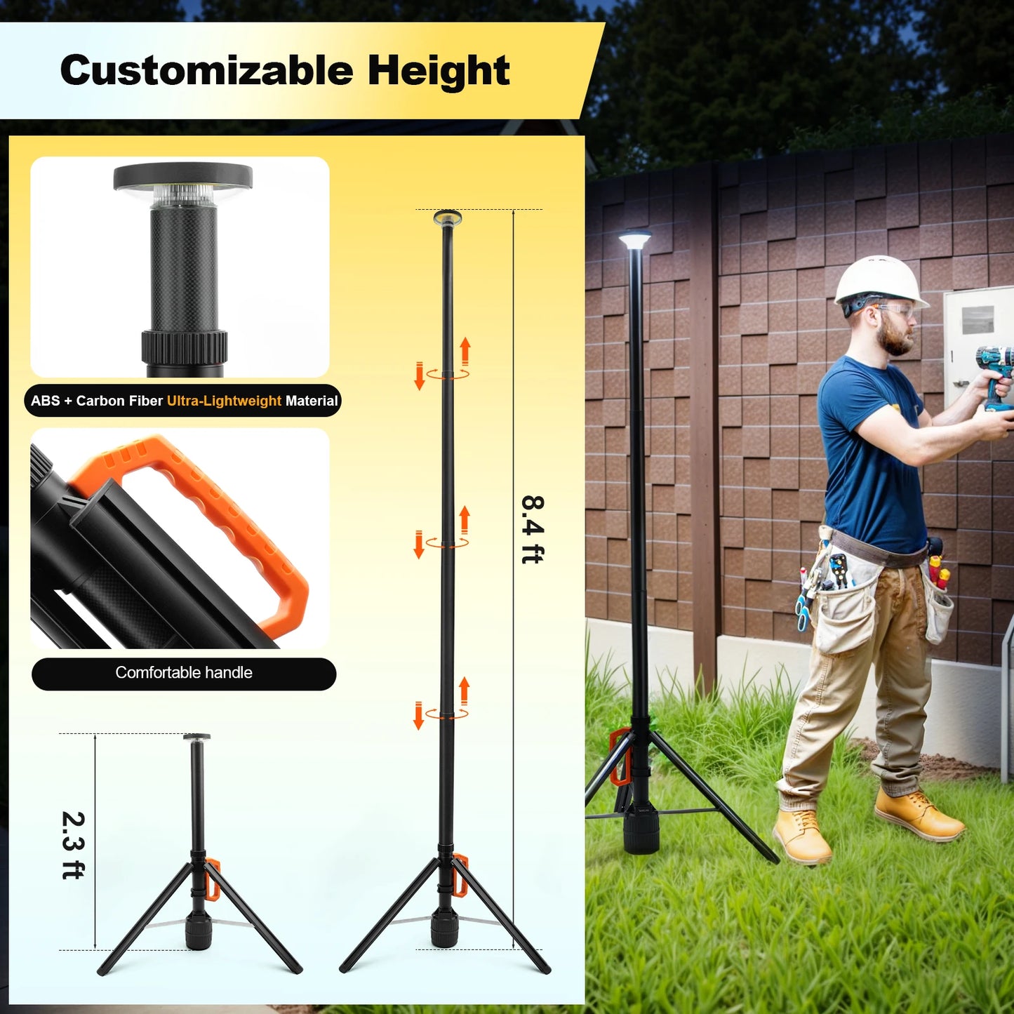360 Degree Rechargeable Work Light With Remote Control 3000LM
