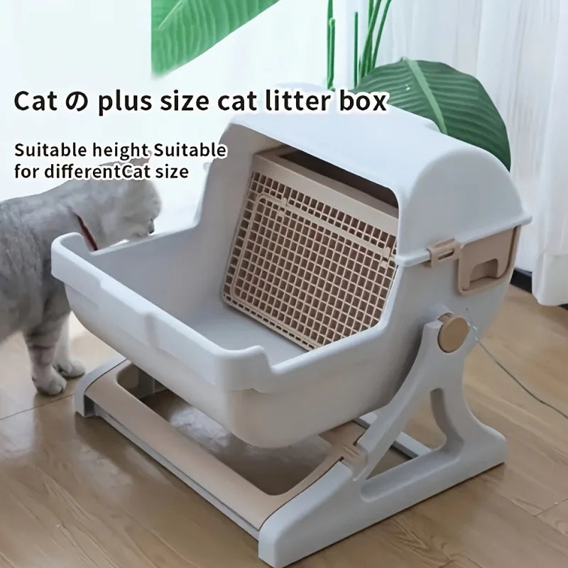 Cat Litter Box With Leak-Proof Odor-Proof Durable Removable Grid