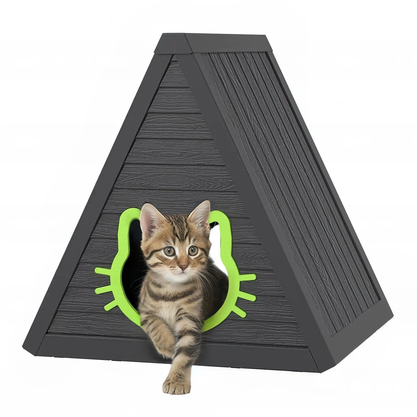 Triangular Cat House With Cat Head Entrance Indoor Shelter