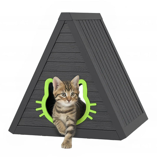 Triangular Cat House With Cat Head Entrance Indoor Shelter