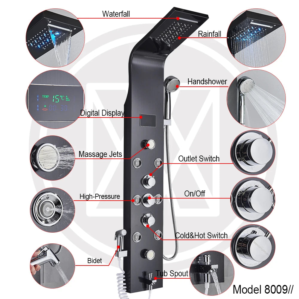 MYQualife LED Shower Panel Spa Column System With Jet Massage