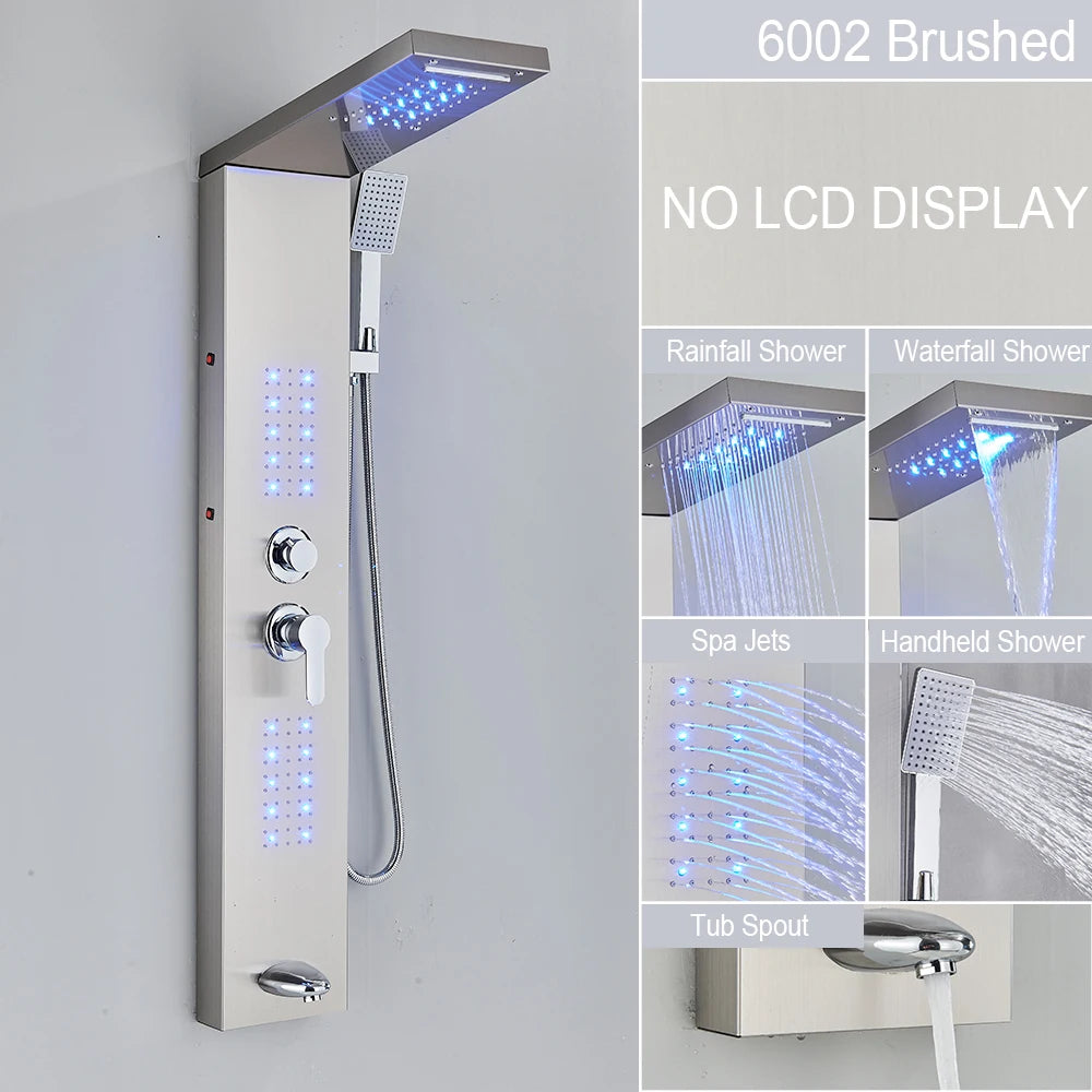 MYQualife LED Shower Panel With Waterfall Massage Jets