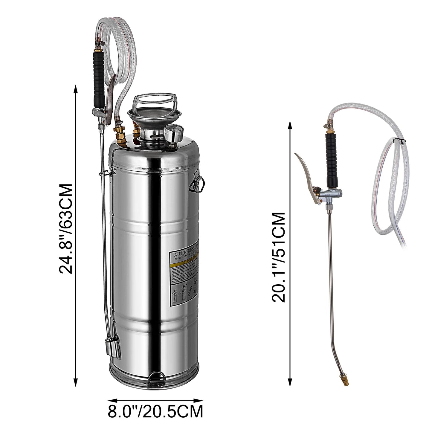 SucceBuy Stainless Steel Hand Powered Sprayer For Garden Cleaning