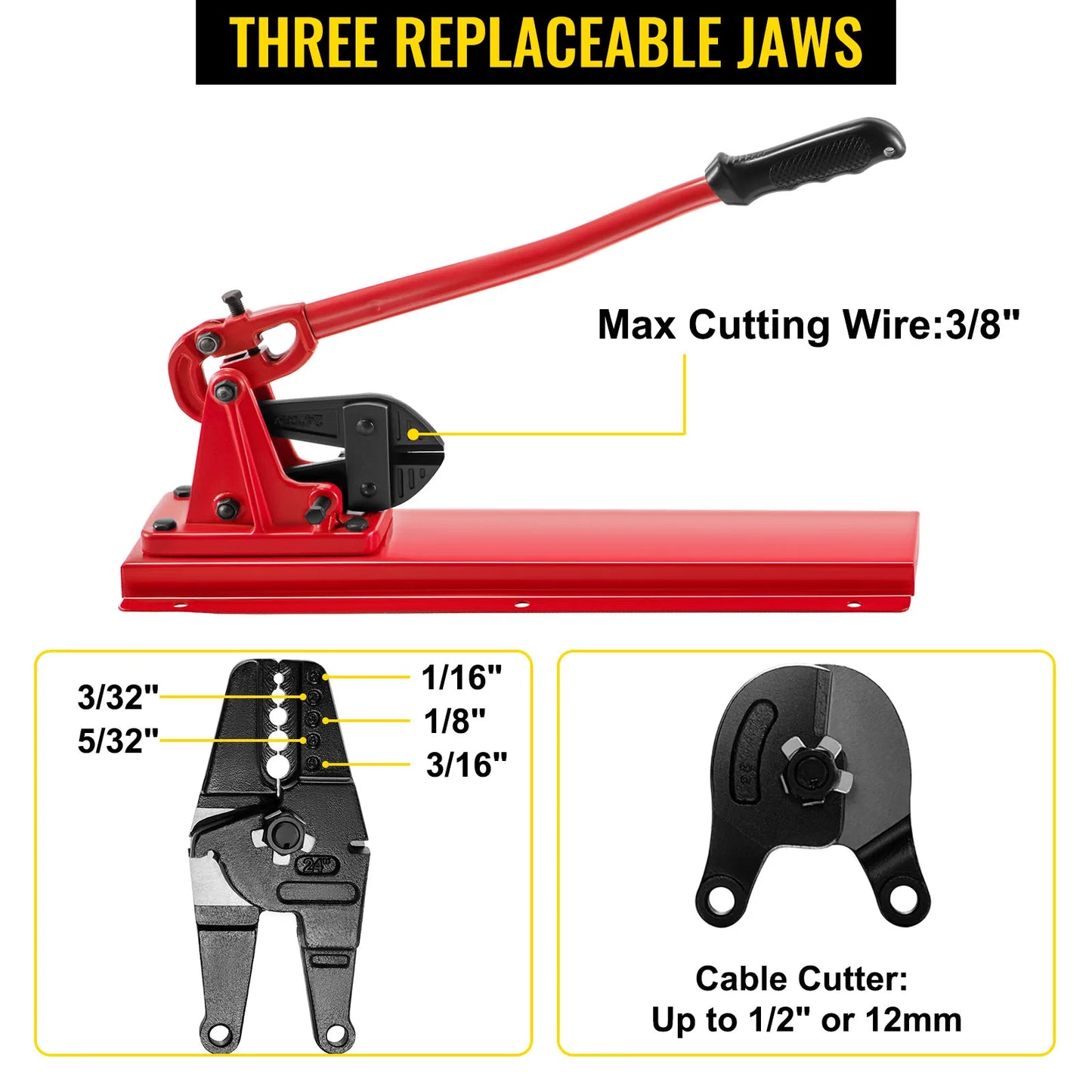 SucceBuy Bench Wire Rope Swaging Tool With Crimper Cutter