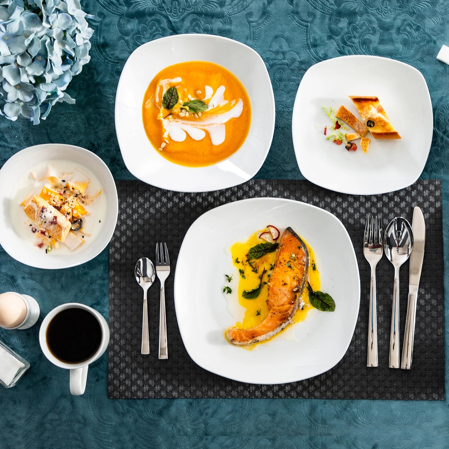 MALACASA Elisa 50 Piece Porcelain Dinnerware Set for 6
