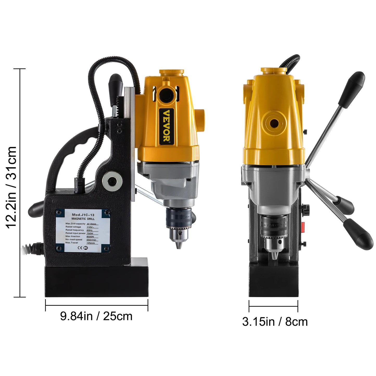 SucceBuy Magnetic Drill Press 750W Stepless Speed Electric Bench