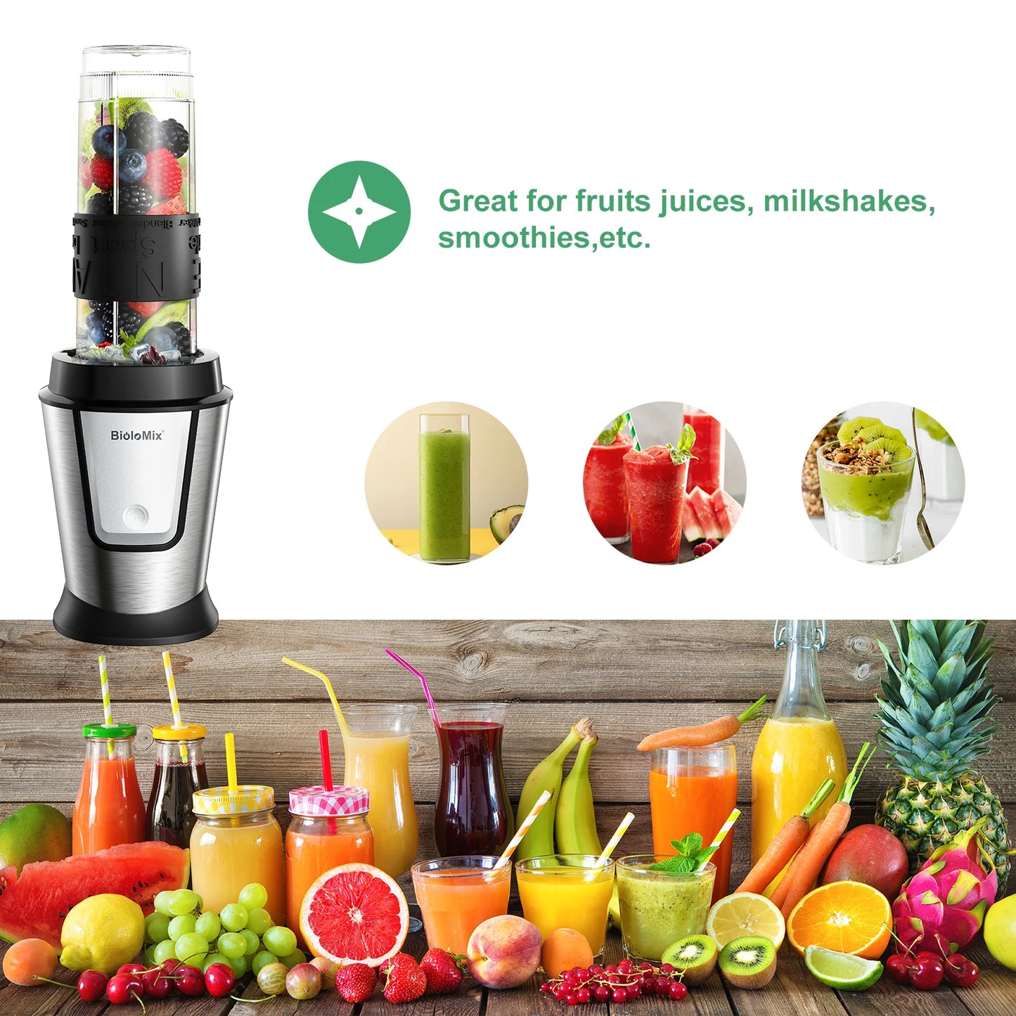 Biolomix 3 in 1 Multifunctional Food Processor 700W Portable Blender