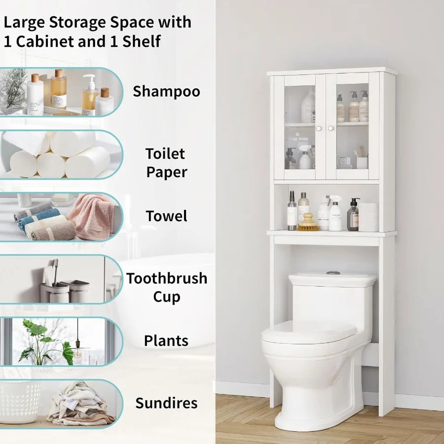 XIUWO Over The Toilet Storage Cabinet With Anti Tip Device