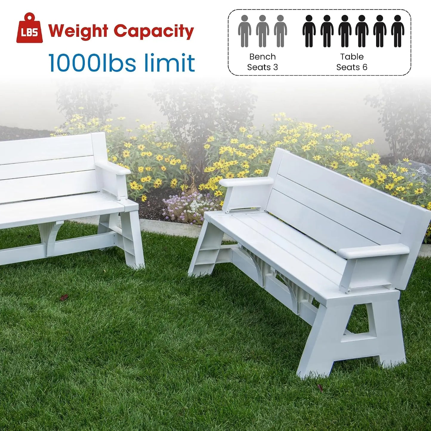 Gen 1 Space-Saving 2-In-1 Outdoor Bench To Picnic Table