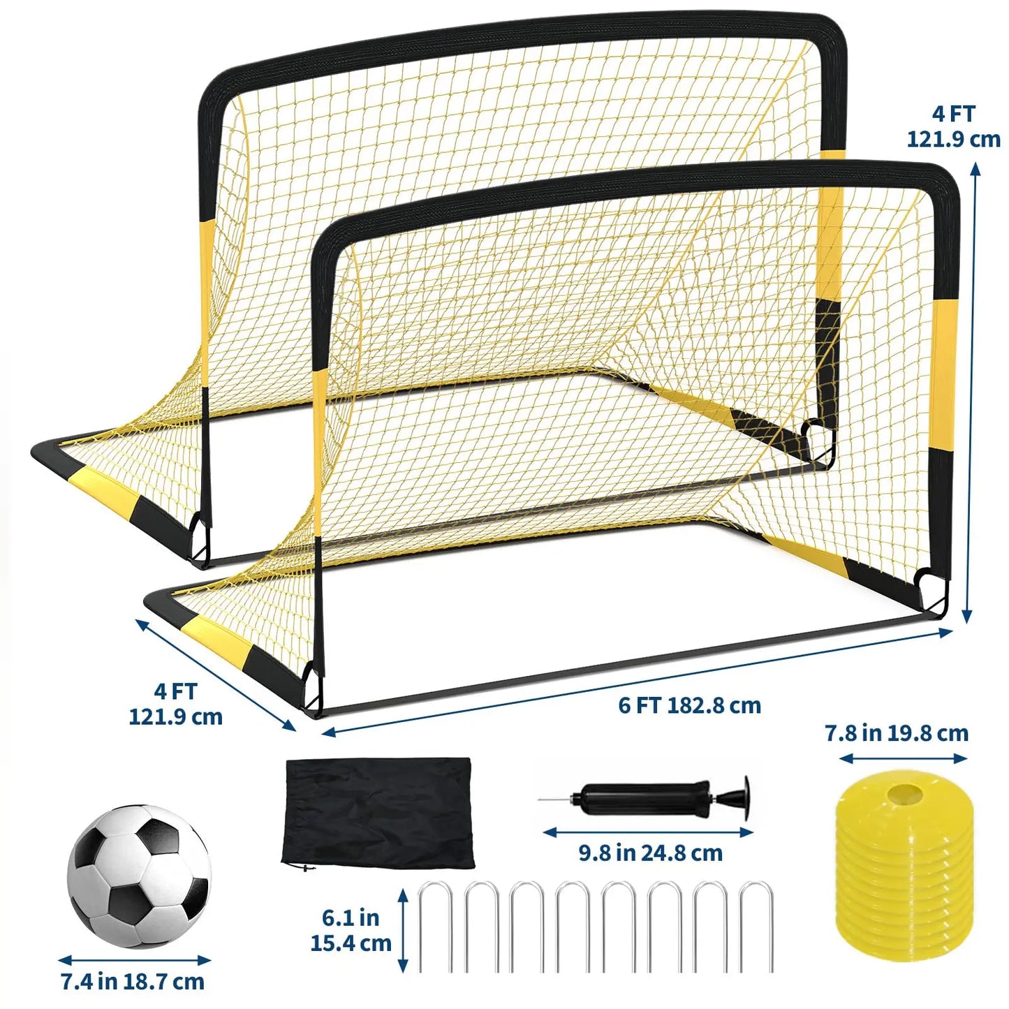 HiMISS Pop Up Soccer Goals Set Backyard Training Kit