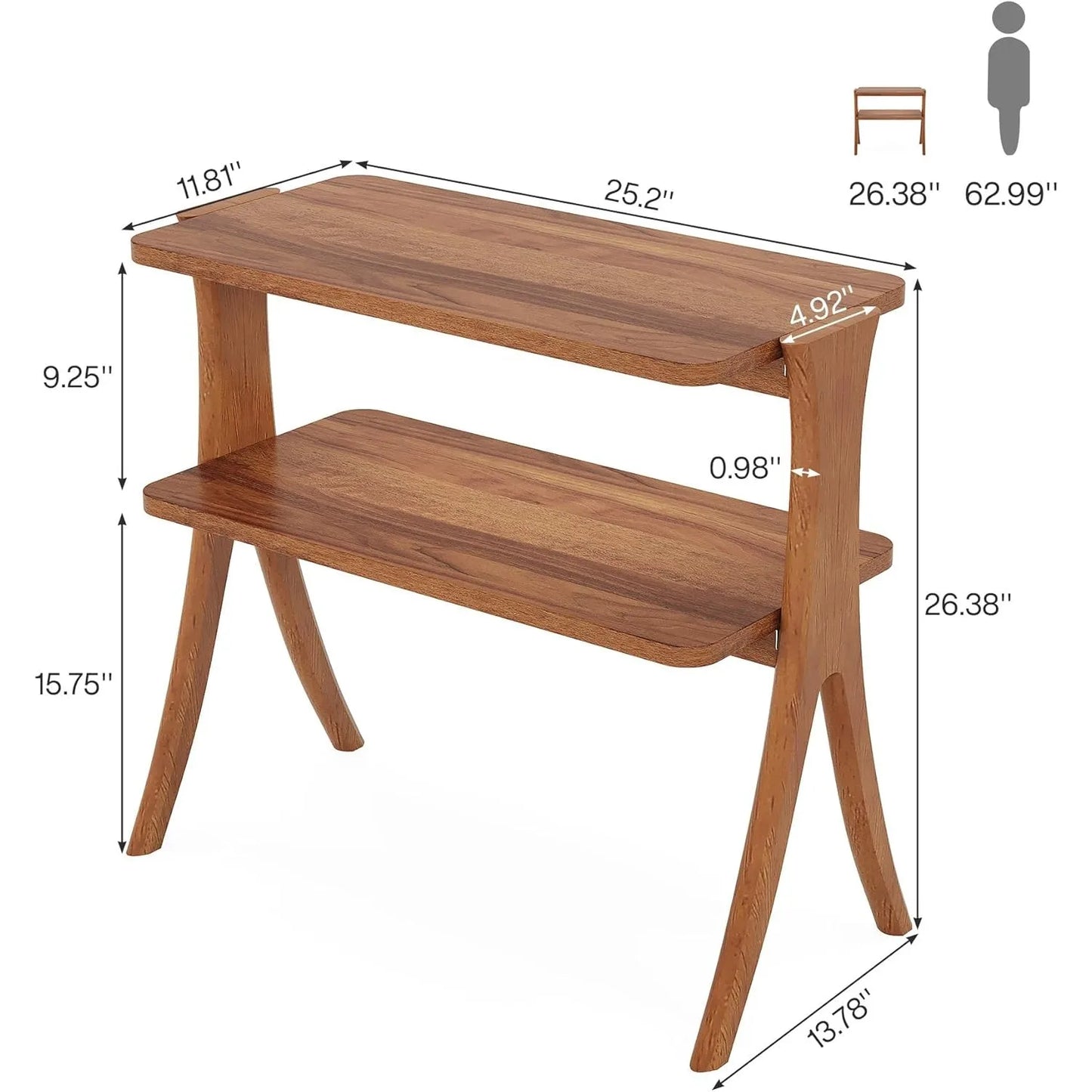 Little Tree Farmhouse Side Table With Two Tier Storage Shelf