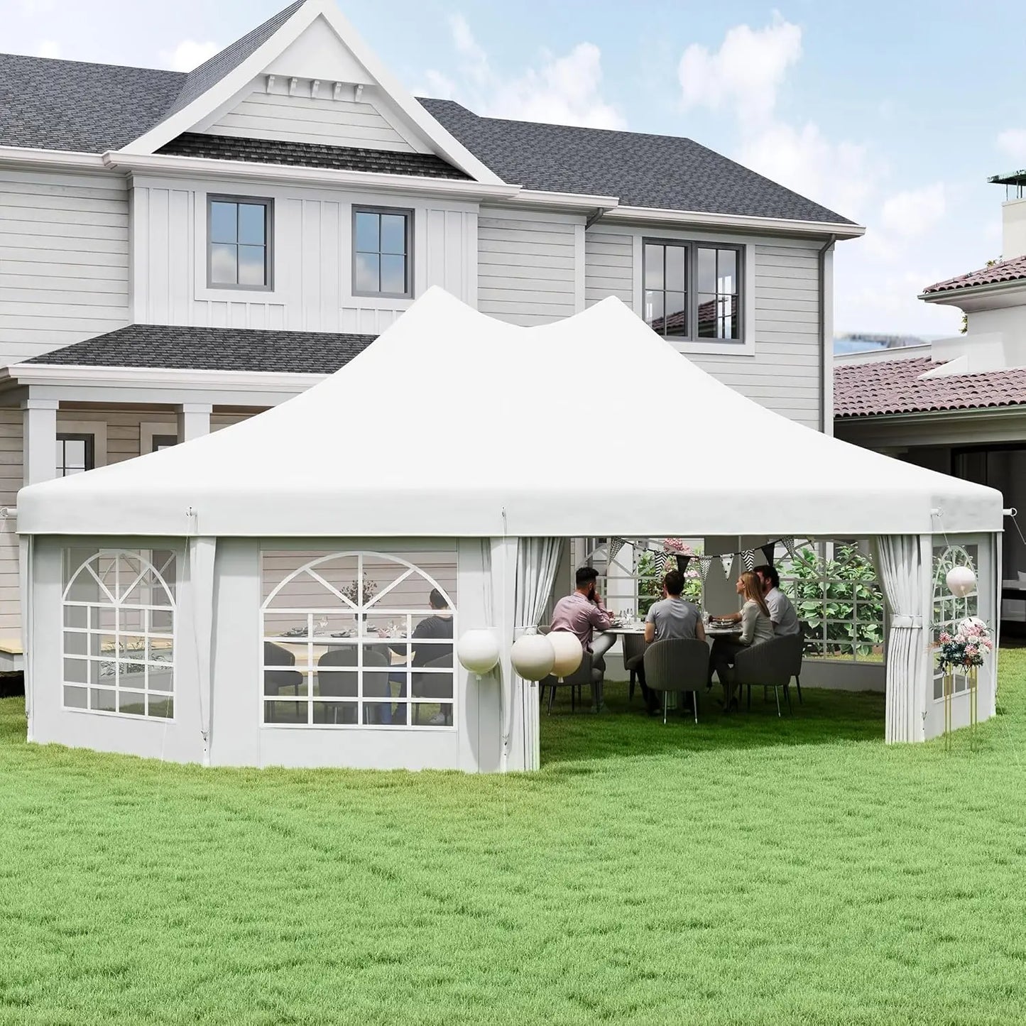 Outdoor Party Tent With Sidewalls Dual Doors 8 Windows
