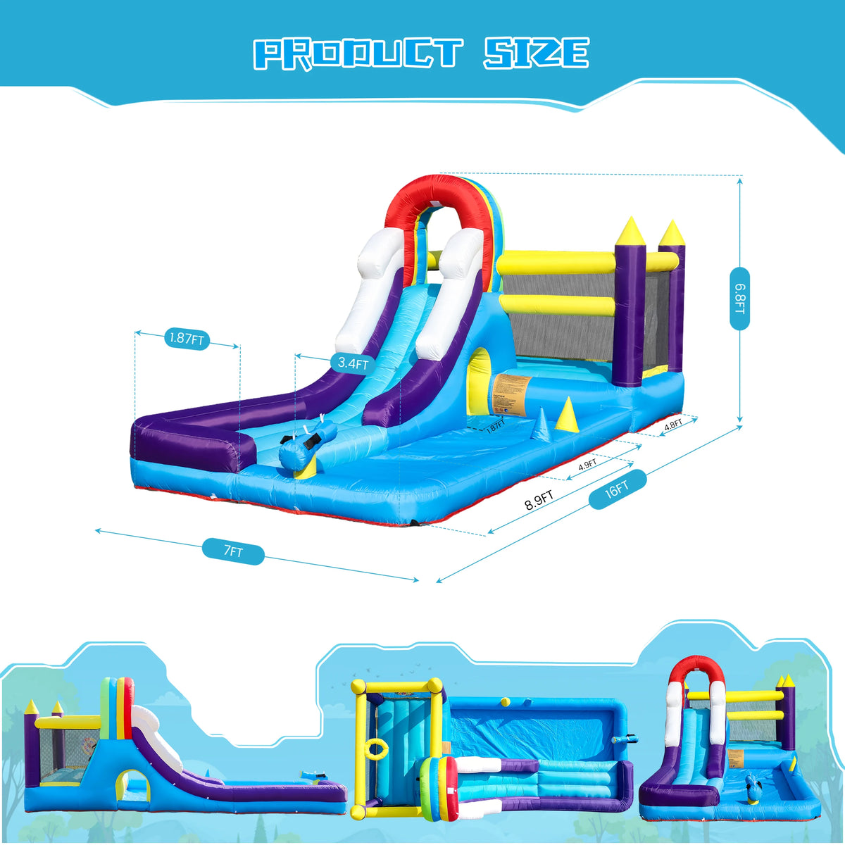 RTS Inflatable Water Slide With Splash Pool For Kids