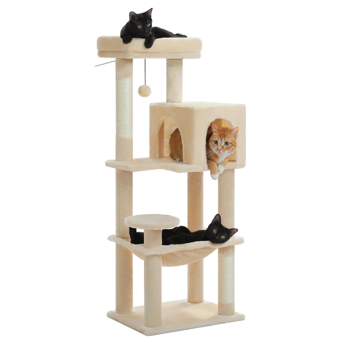 PEQULTI Multi Tier Cat Tree With Scratching Posts And Hammock