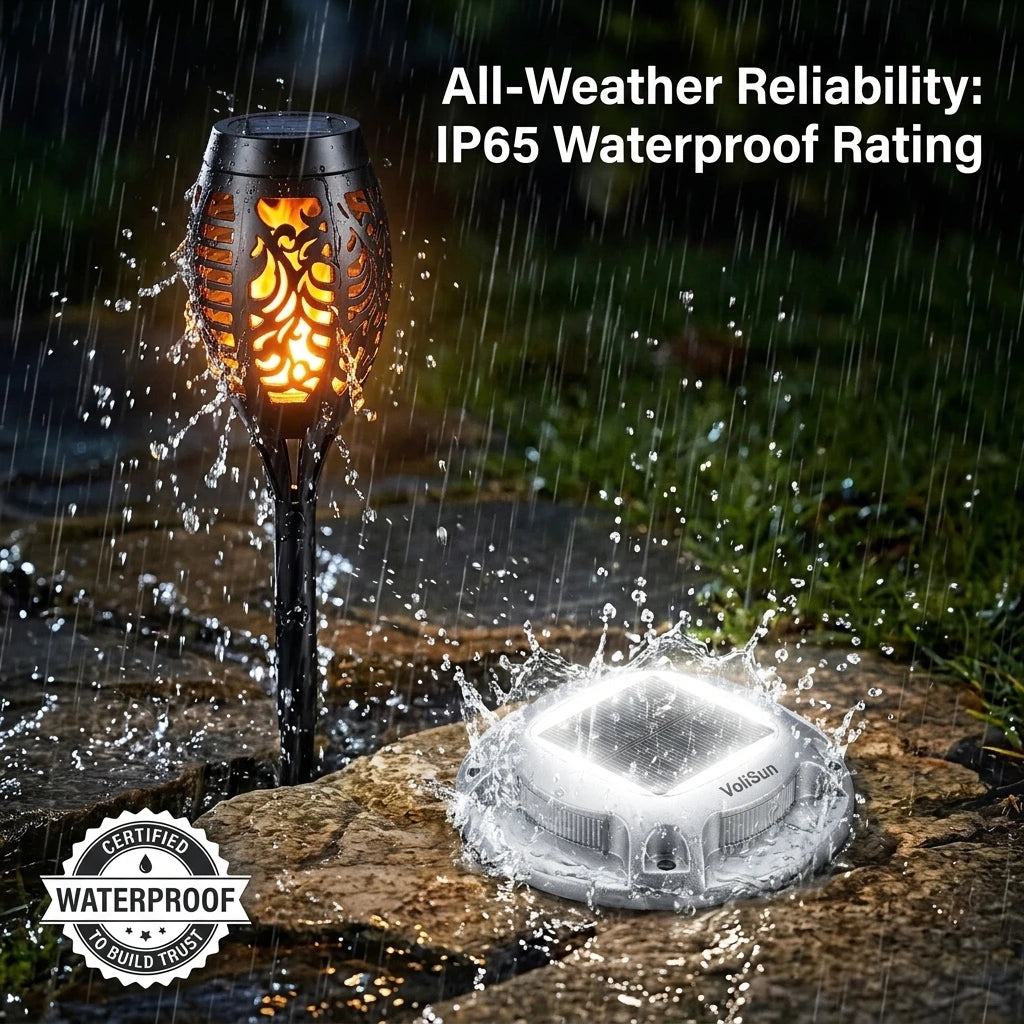 Solar Outdoor Flickering Flame Torch And Ground Lawn Lighting Set