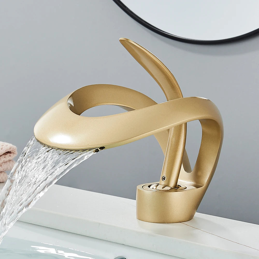 Rozin Waterfall Basin Faucet Deck Mount Mixer Tap Hot Cold
