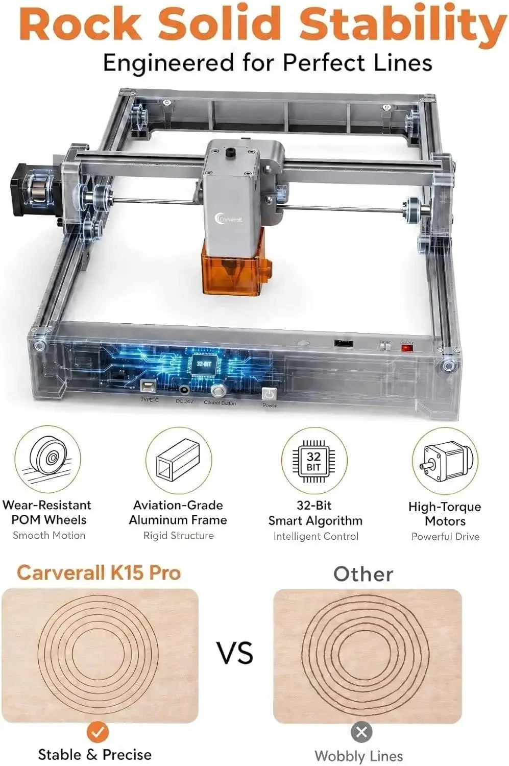 K15 Pro Laser Engraver 6W-Laser Engraving Machine for Coated Metal Wood Acrylic Glass Stone, Near A4 Work Area Offline Engraving CNC DIY Lazer Cutter for Home & Crafting 6000mW Class 1