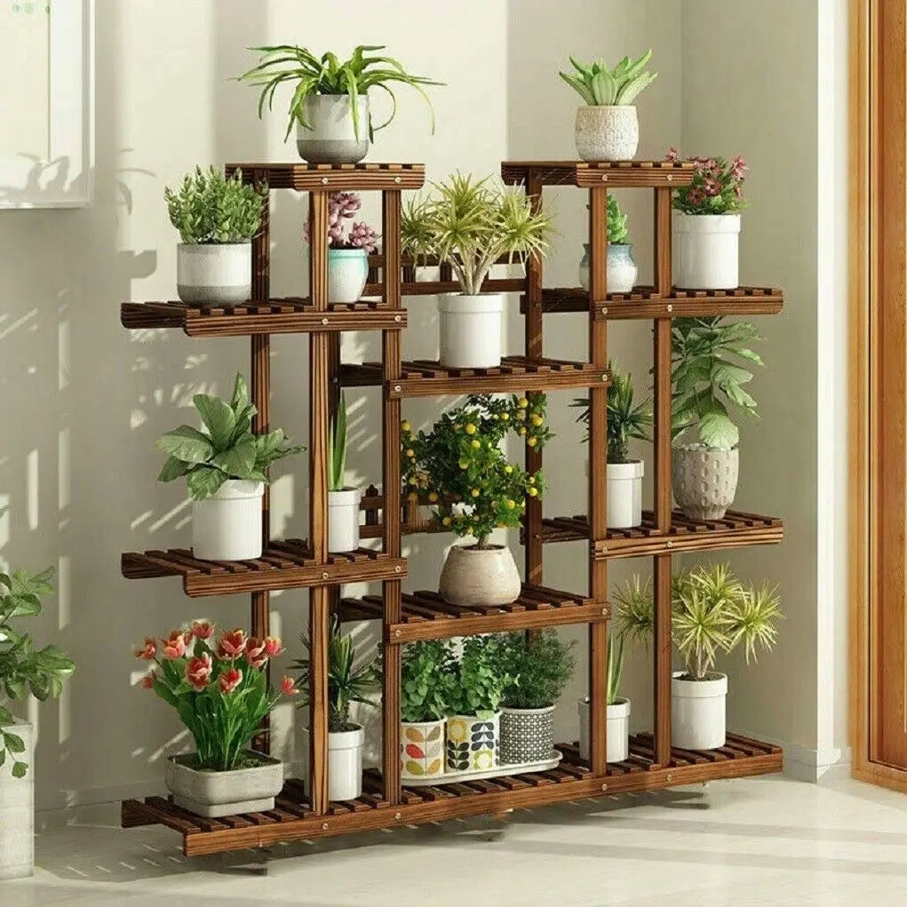 Wisfor Wooden Multi Tier Indoor Outdoor Plant Display Stand Shelf
