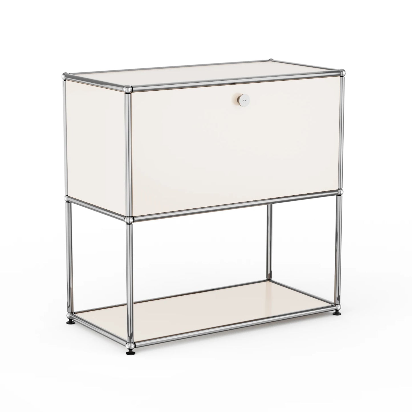 Modern Modular Nightstand Chrome Metal Frame 2 Tier Bedside Table