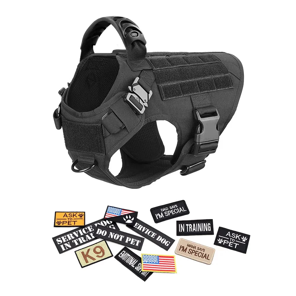 PetraVel Tactical Dog Vest Harness Set With Quick Release Buckle