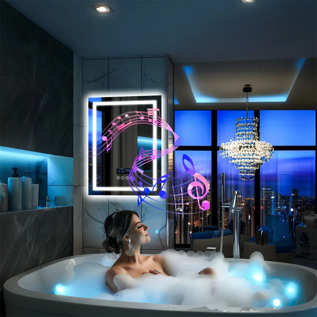 LUVODI Bluetooth LED Bathroom Mirror With Defogger And Speaker