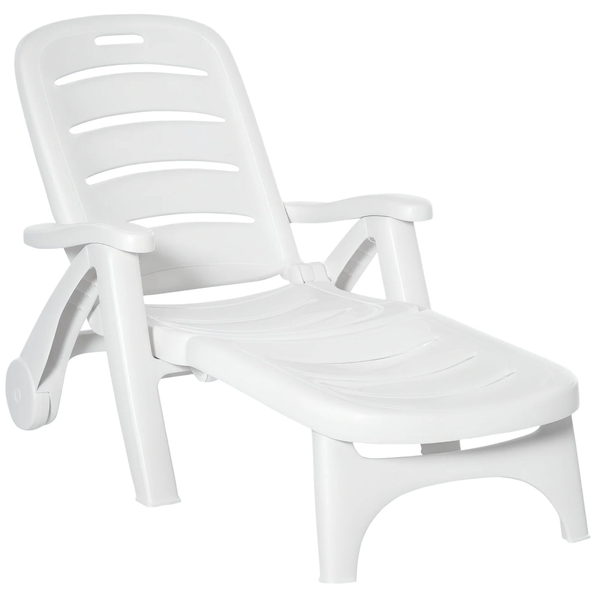 Outsunny Folding Chaise Lounge Chair With Wheels And Reclining Back