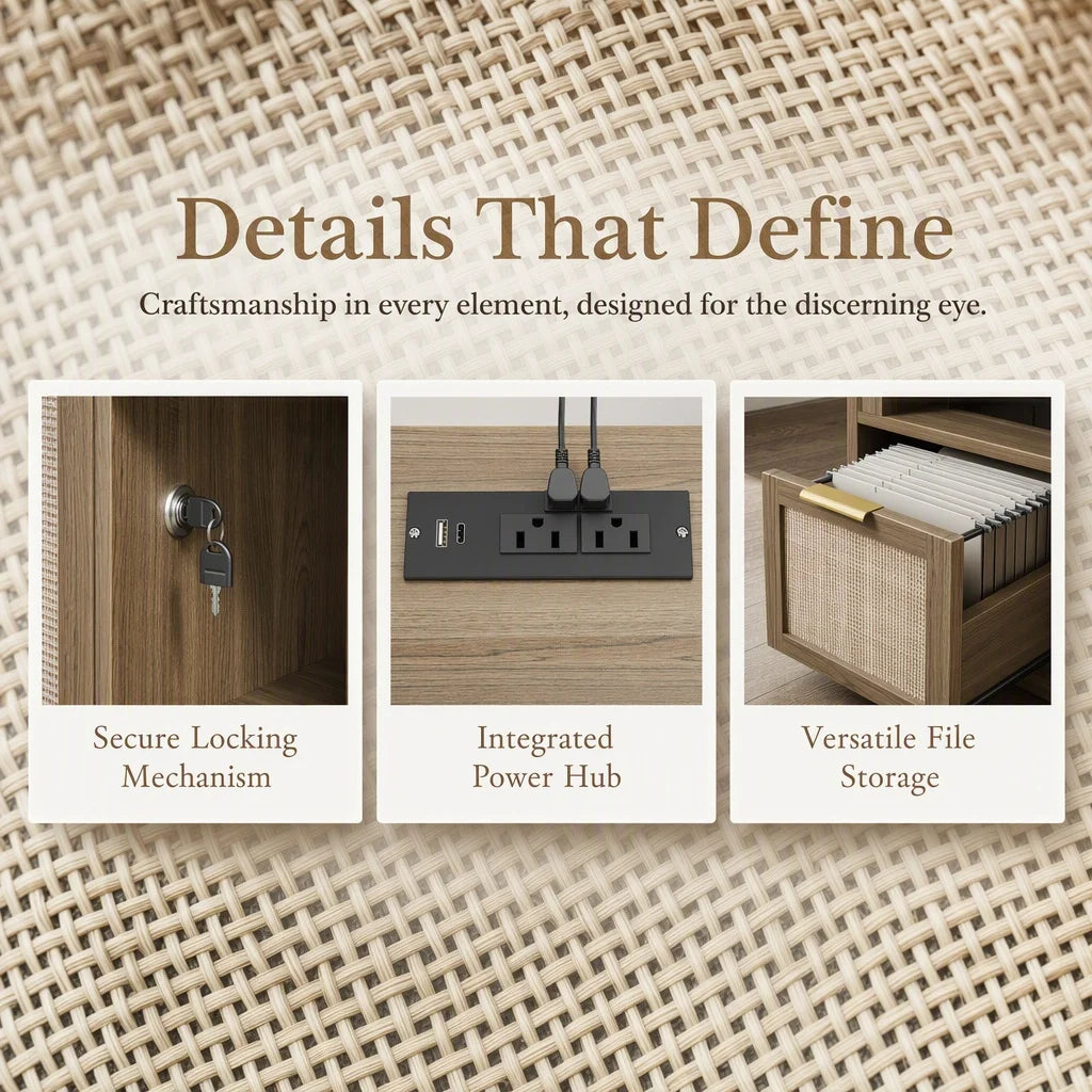 K Kyspho Wooden File Cabinet With Lock And Charging Station