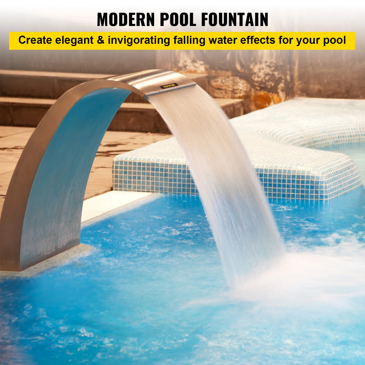 Succebuy Stainless Steel Pool Fountain Pond Waterfall Garden Decorative Hardware