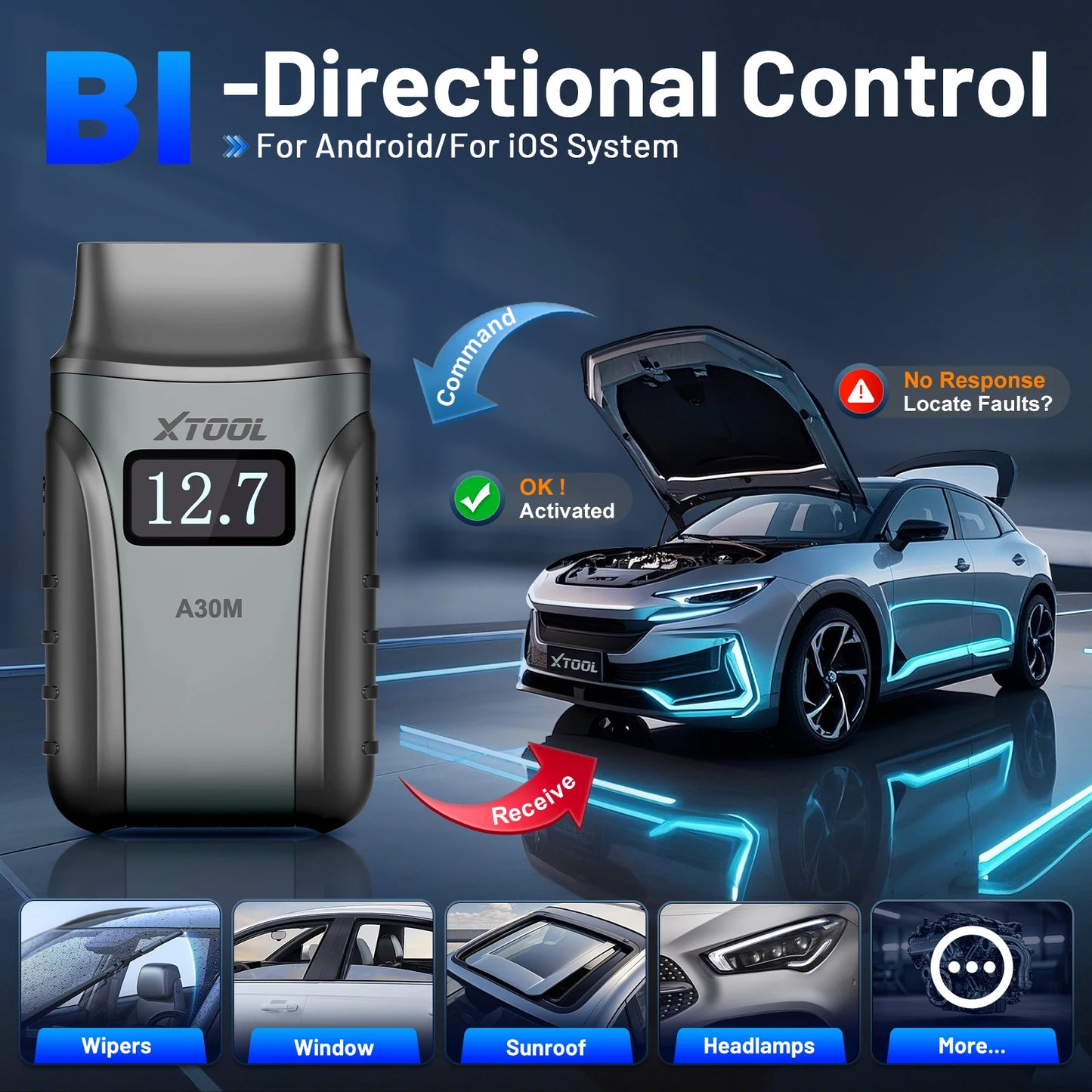 XTOOL A30M V2.0 Full System Diagnostic Bidirectional OBD2 Scanner