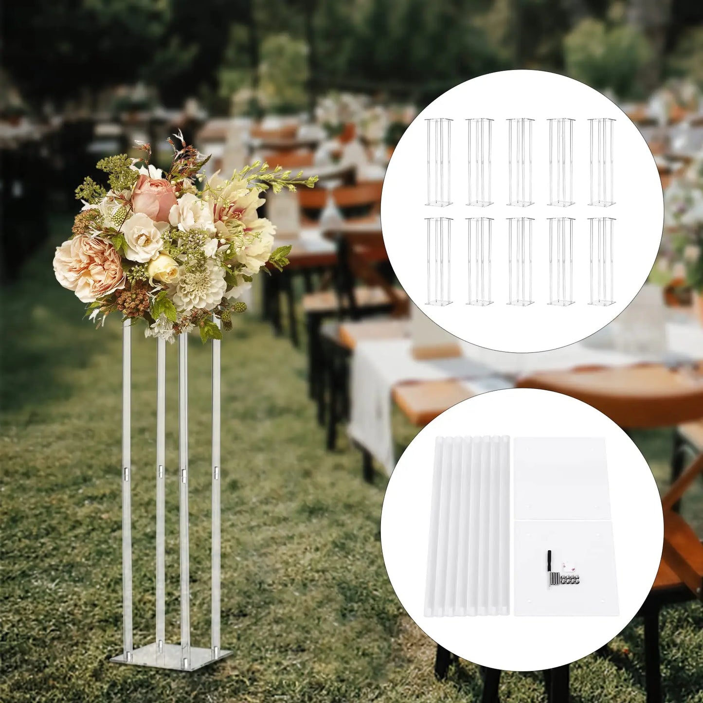 Acrylic Vase Column Stand 31.5 Inch Tall Centerpiece for Weddings