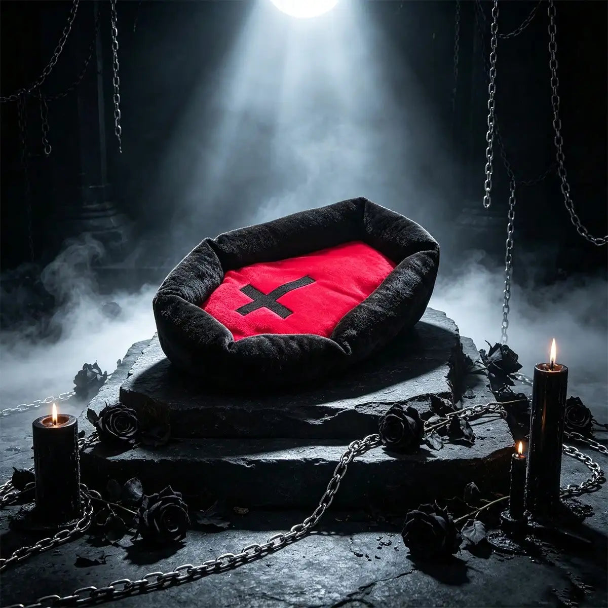 Gothic Design Cat And Dog Bed Mat With Cross Pattern