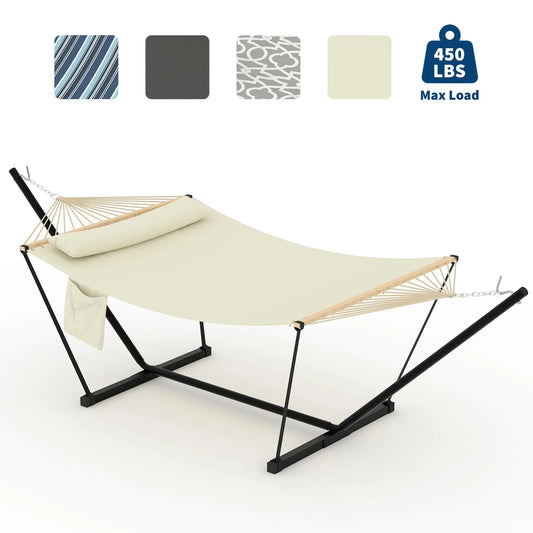Cotton Hammock with Portable Steel Stand for Outdoor Camping