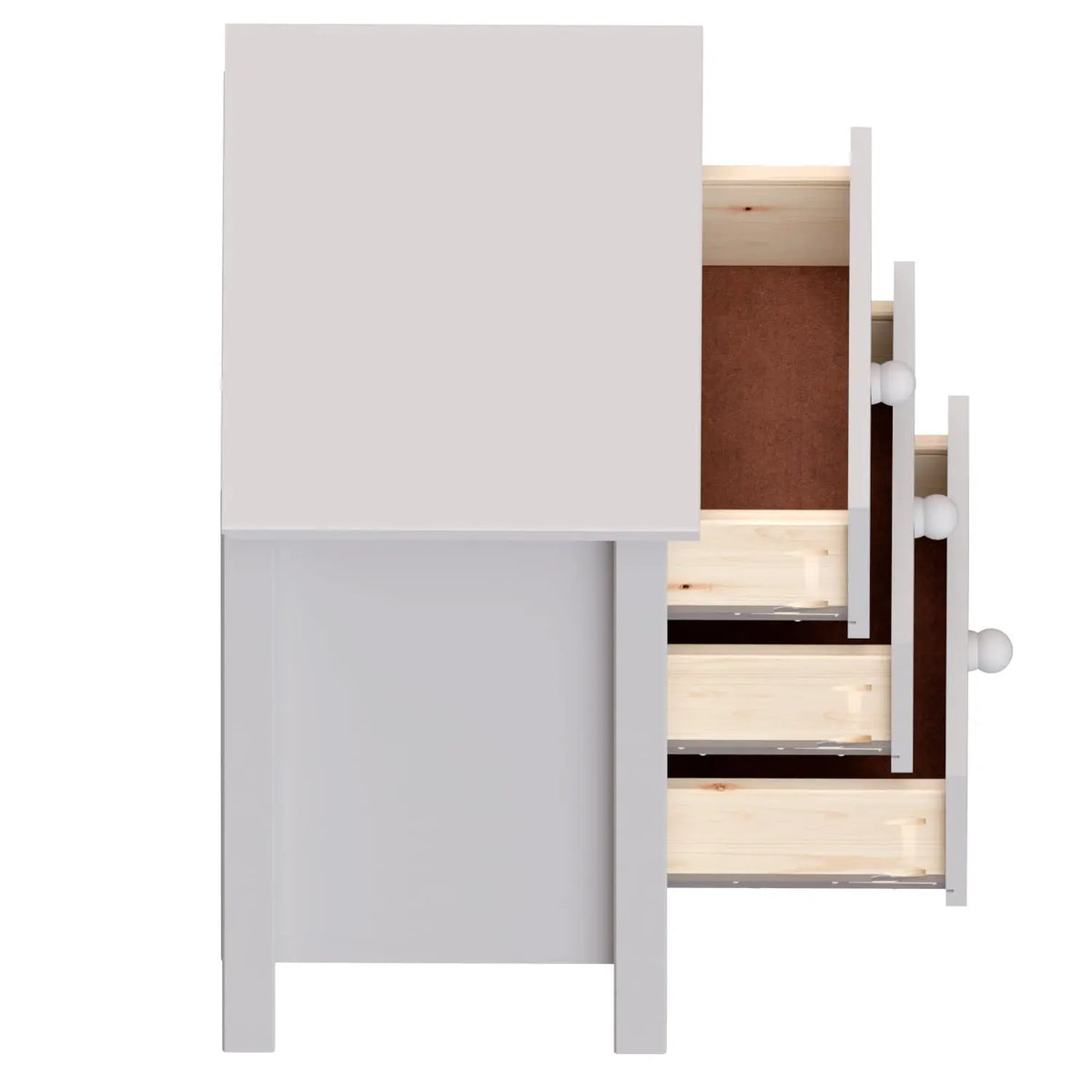 Tall Solid Pine Wood Nightstand With Three Drawers And Modern Design