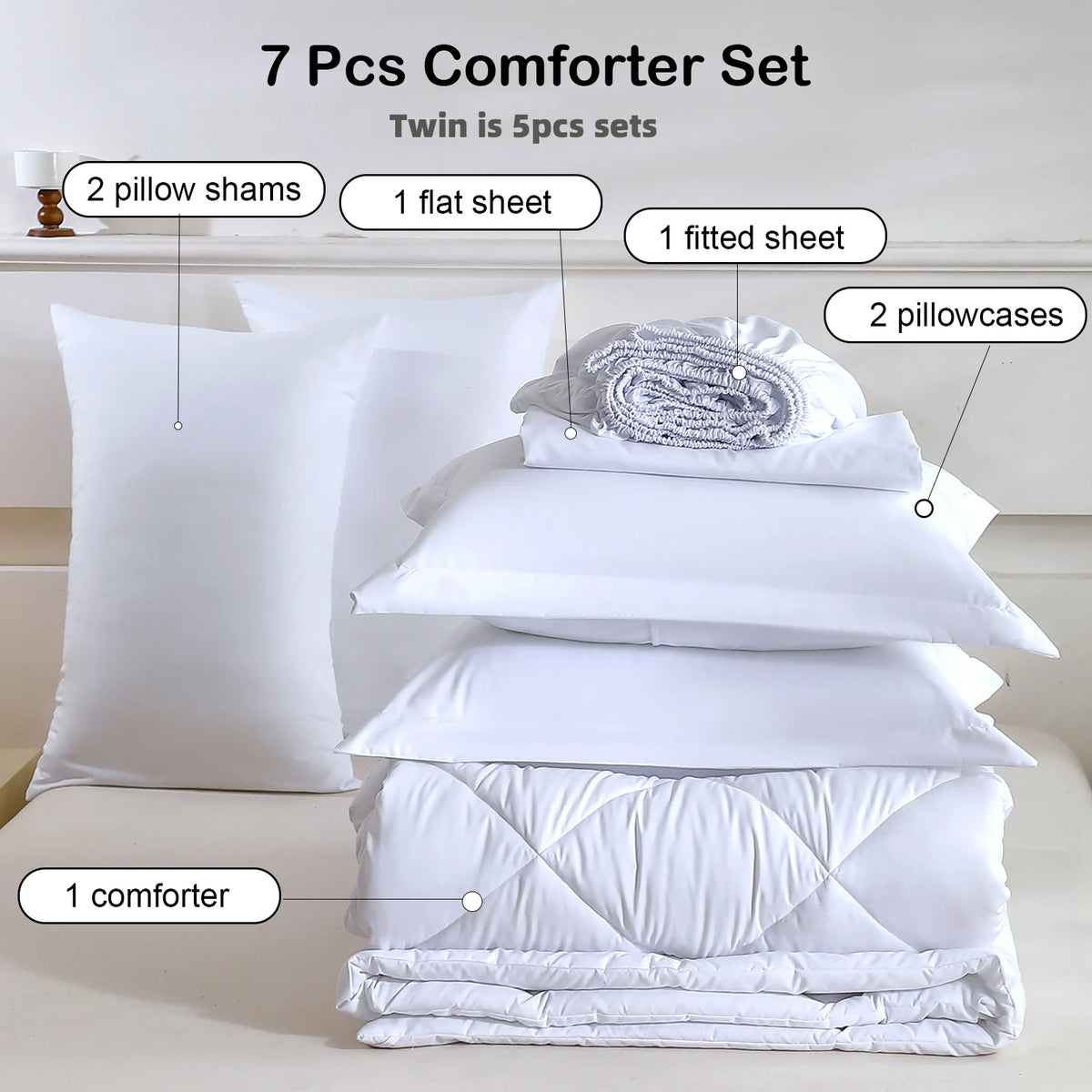 EasYum Brushed Polyester Bedding Set With Quilted Comforter