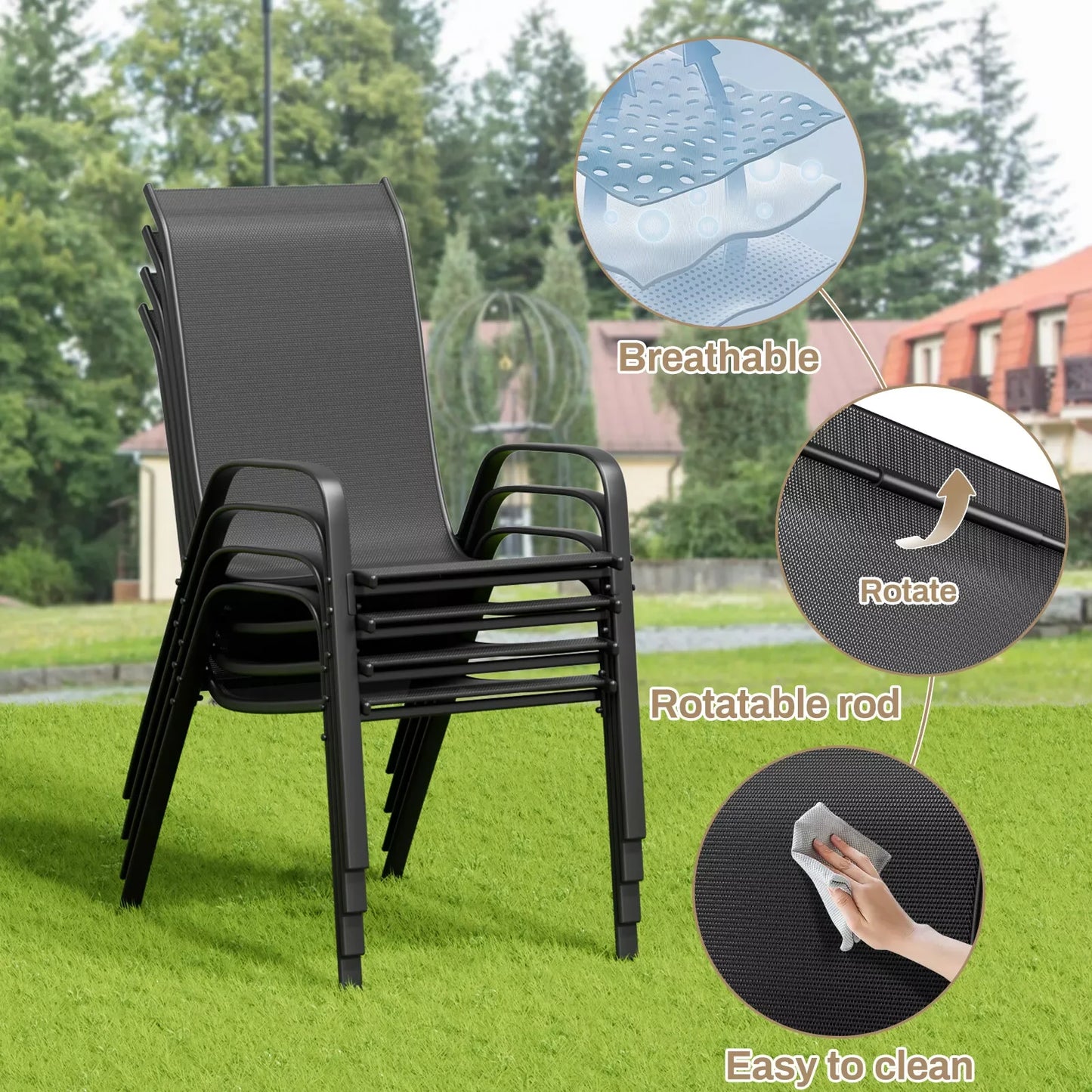 AuAg Patio Dining Set 5 Pieces All Weather Outdoor Furniture