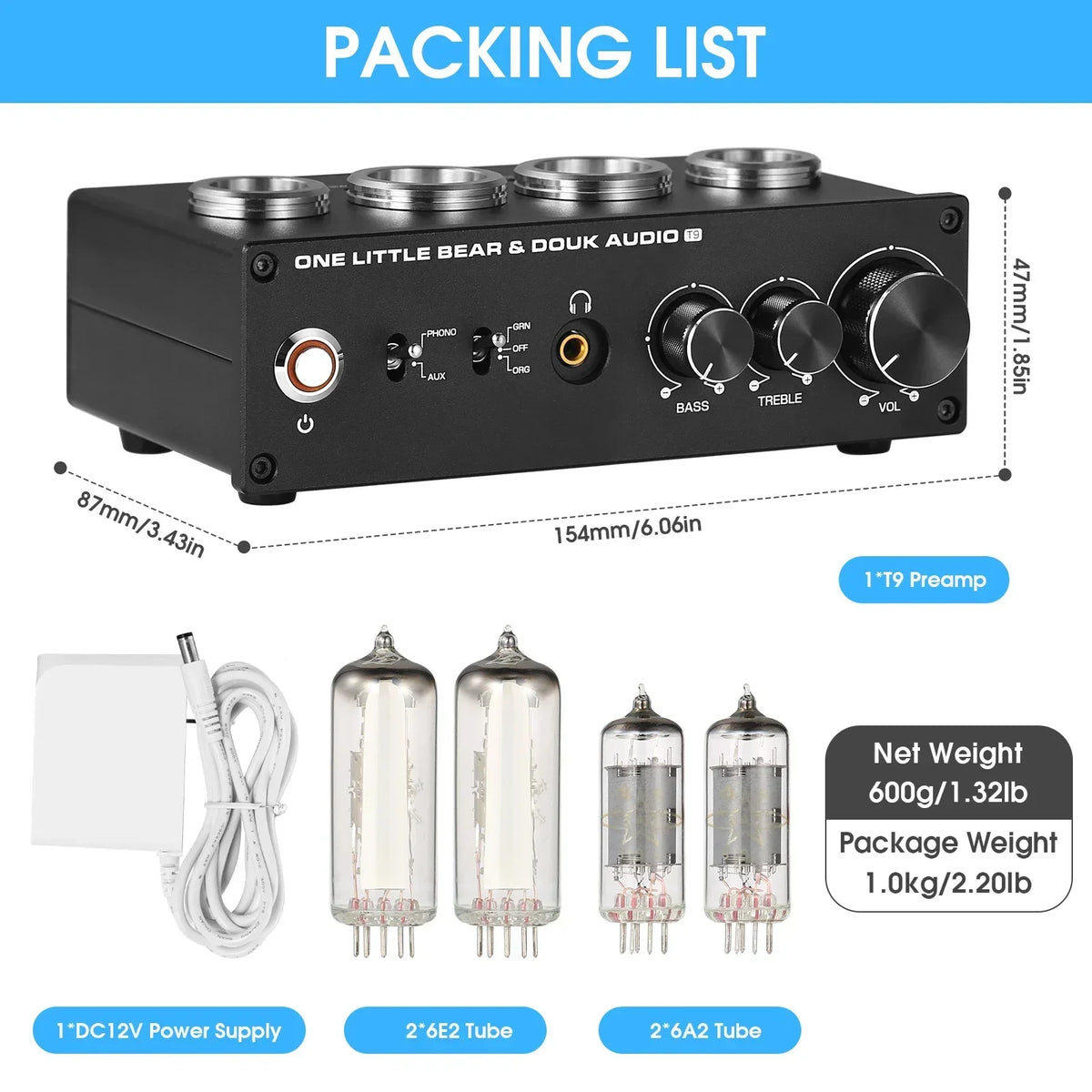 Mini Vacuum Tube Phono Stage with MM MC Headphone Preamp