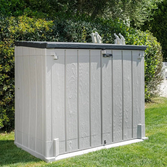 All Weather Outdoor XL Storage Shed Cabinet For Trash Cans