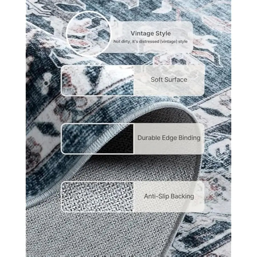 Amada HomeFurnishing Washable Area Rug With Non Slip Backing