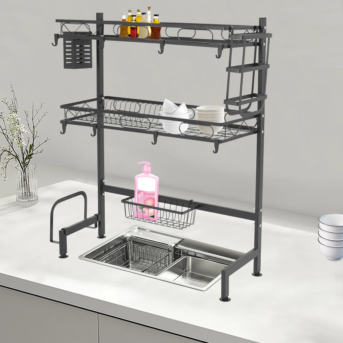Bymaocar Two-Tier Over Sink Dish Drying Rack For Kitchen