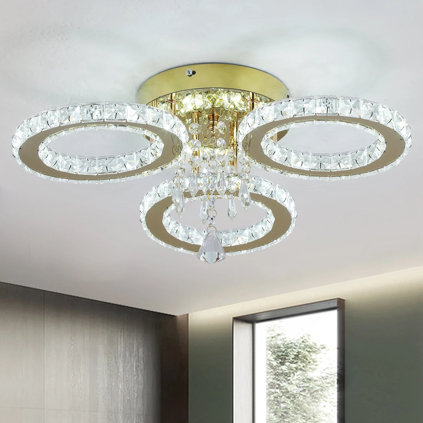 VETRULUS Crystal LED Ceiling Chandelier For Living Room Dining