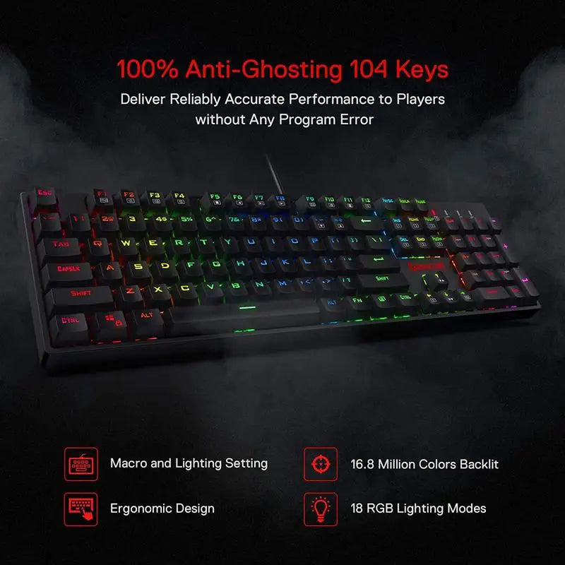 Redragon K582 Surara RGB LED Mechanical Gaming Keyboard Red Switches