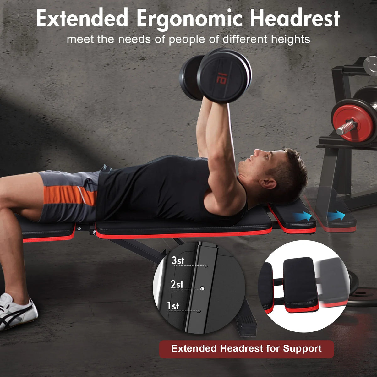 Adjustable Seven Level Foldable Weight Bench For Fitness Training