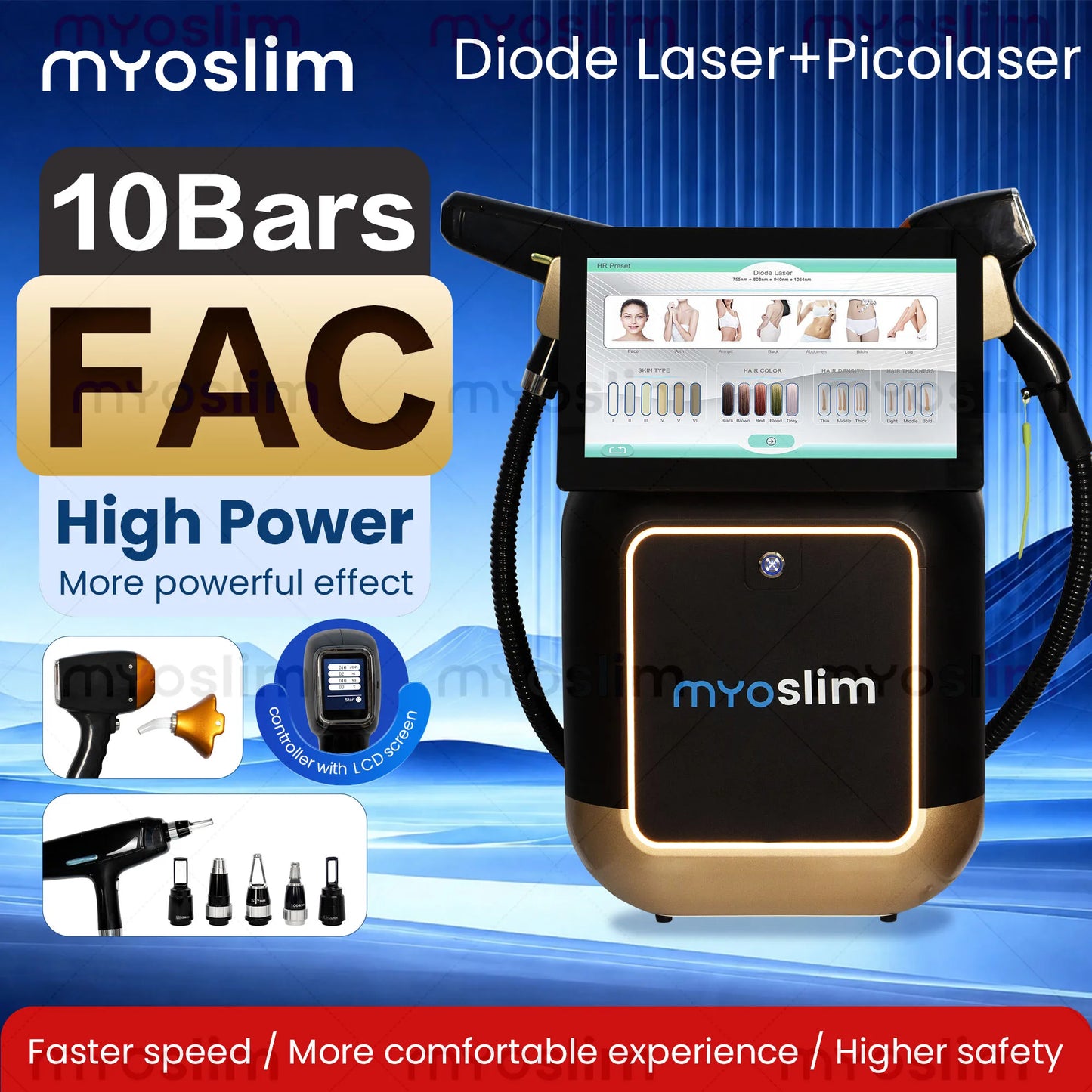 MYOSLIM Professional 2 In 1 Diode Pico Device Hair Removal