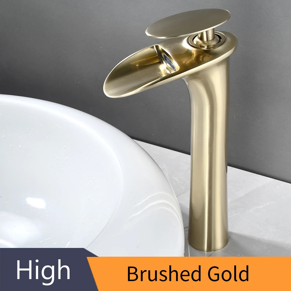 White Bathroom Basin Faucet Waterfall Lever Single Hole Mixer Tap