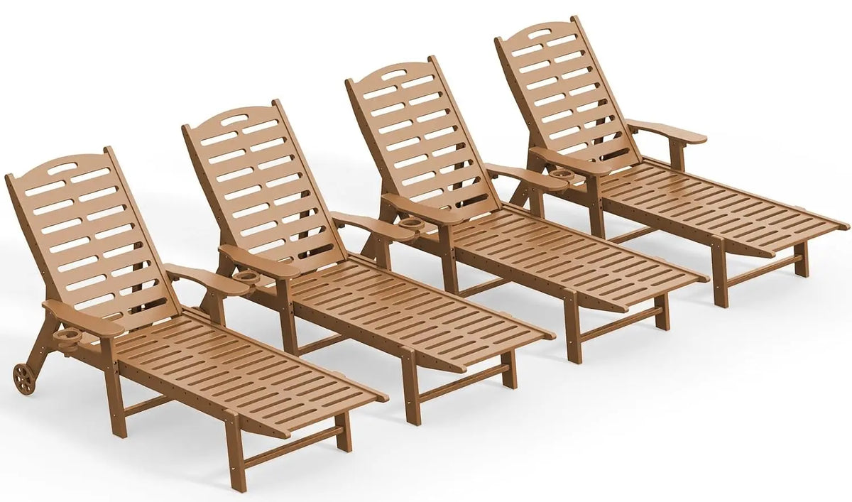 Heavy Duty Adjustable HDPE Sun Lounger Chairs With Wheels