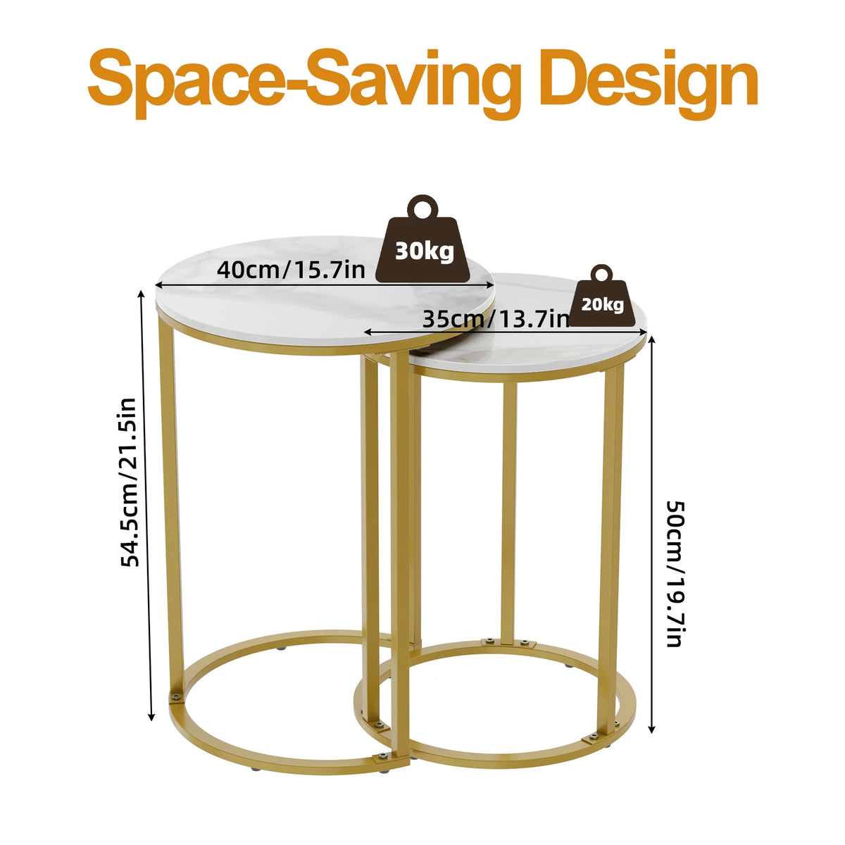 Wisfor Set Of 2 Round Sintered Stone Nesting Tables