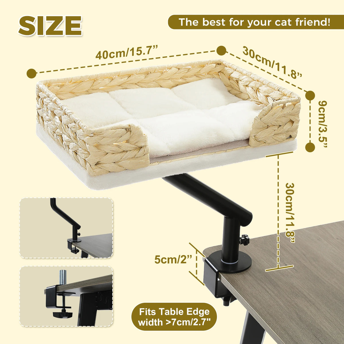 PAWZ Road Rotatable Cat Desk Bed with Adjustable Plush Hammock